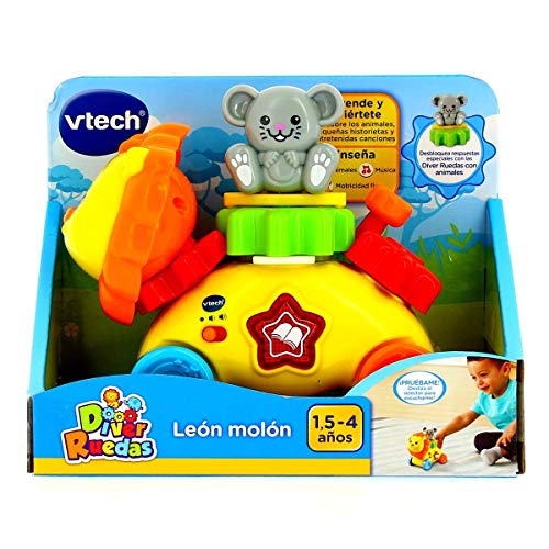 VTech- León molón, Interactivo Que enseña Datos Curiosos sobre el Mundo Animal, Compatible con Toda la colección Diver Ruedas (3480-175622)