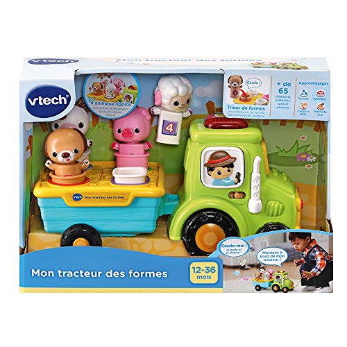 VTech – Mi Tractor de Las Formas – Juguete de Tractor, clasificador de Formas, Juguete para bebé, 12 – 36 Meses – Versión FR