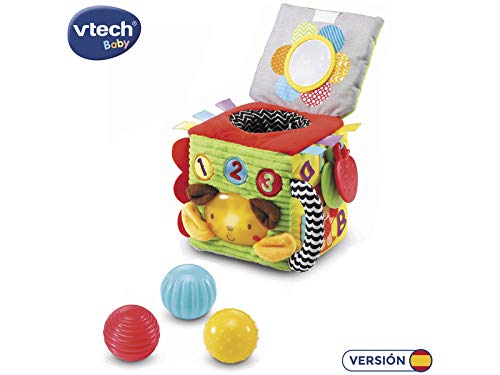 VTech- Minicubo Texturas Cubo de Tela electrónico Interactivo con Luces, Canciones y melodías. (3480-528222)