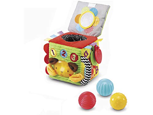 VTech- Minicubo Texturas Cubo de Tela electrónico Interactivo con Luces, Canciones y melodías. (3480-528222)