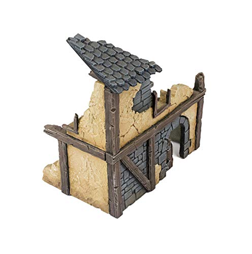 War World Gaming Fantasy Village - Casa 1 en ruinas - 28mm Wargaming Medieval Miniaturas Maquetas Dioramas Edificios Wargames Guerra Aldea Pueblo Edad Media