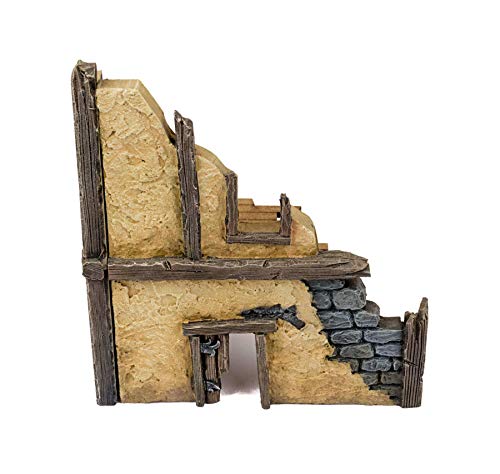 War World Gaming Fantasy Village - Set de 3 Casas en ruinas - 28mm Wargaming Medieval Miniaturas Maquetas Dioramas Edificios Wargames Guerra Aldea Edad Media