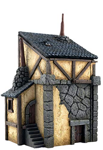 War World Gaming Fantasy Village - Set de 4 Casas - 28mm Wargaming Medieval Miniaturas Maquetas Dioramas Edificios Wargames Guerra Aldea Edad Media