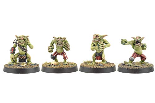 War World Gaming Gutrot Greenskins - Set de 4 Líneas - 28mm, Miniaturas, Fantasía, Futbol, Blood Bowl, Goblin, Criatura Fantastica, Figura Coleccionismo