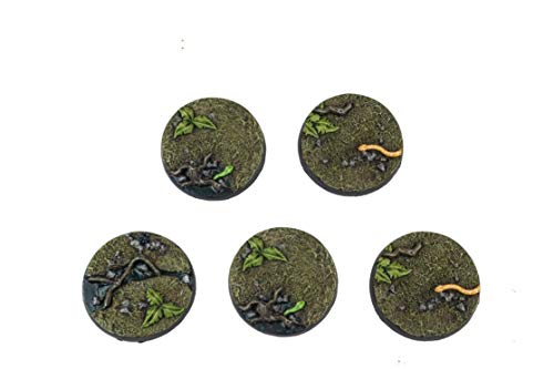 War World Gaming Jungle Warfare - Peanas Redondas x 5 (40mm) - Escala 28mm Wargaming Diorama Miniaturas Batalla Ejército Horda Minis Maqueta Wargame Modelismo