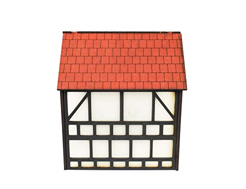 War World Gaming Medieval Town - Casa Medieval de Doble Planta (Pintada/Sin Pintar) – 28mm Wargaming Maquetas Dioramas