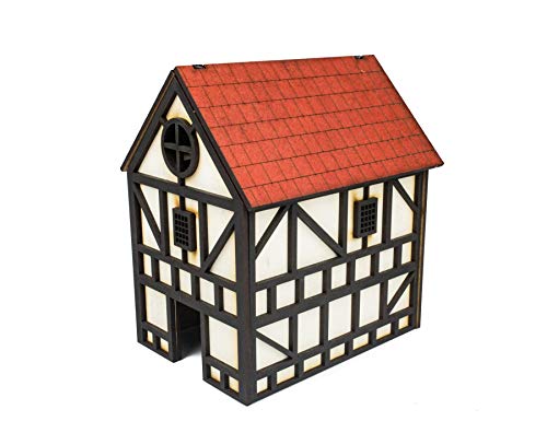 War World Gaming Medieval Town - Casa Medieval de Doble Planta (Pintada/Sin Pintar) – 28mm Wargaming Maquetas Dioramas