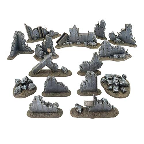 War World Gaming War-Torn City - Kit Grande Escombros - 28mm Escala Sci-Fi Wargaming Modelismo Dioramas Zombis Post Apocalíptico Bombardeado Destruido Wargame Minaturas