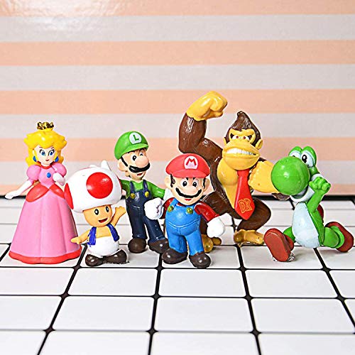 WELLXUNK® Super Mario Figures 6 pcs/Set Super Mario Toys, Figuras Super Mario Bros, Super Bros Juguetes Modelo, Super Mario Juguete, Mario Bros Figuras Juguete, colecciones de Modelos de PVC