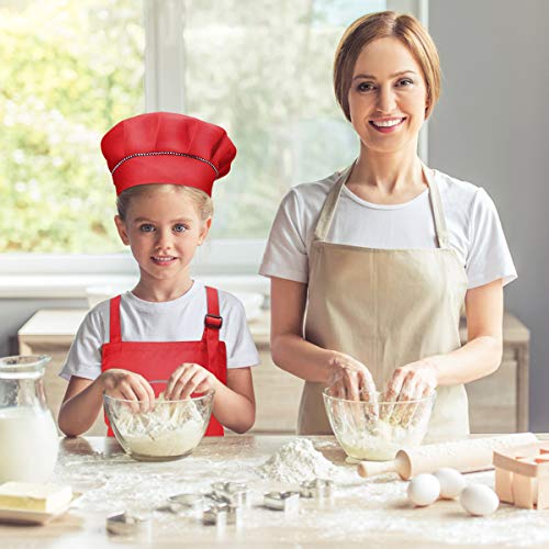 WEONE Niños Delantal y Gorro de Cocinero, Ajustable Delantal Infantil con 2 Bolsillos para Niños Niñas, Niñito Delantales de Cocina de Chef para Cocinar Hornear Pintar Artesanía (7-13 Años) (Blanco)