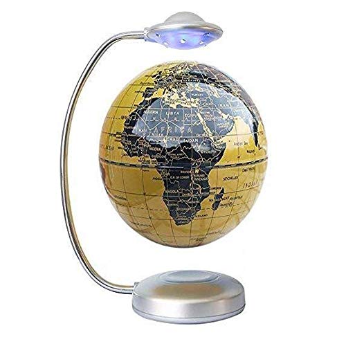 Whinop 8 Pulgadas Bola del Mundo con Imanes con Luces Color LED,Amarillo Bola del Mundo para para La Decoración de Mesa de Oficina de Regalo de Cumpleaños de Casa Móvil