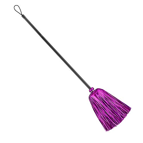 WIDMANN 52775 – Escoba lameta, 1 pieza, longitud 92 cm, color lila, de plástico, accesorios, disfraz, carnaval, Halloween, fiesta temática, bruja, morado y negro