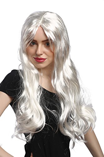 WIG ME UP- 90924-ZA68 Peluca señoras Carnaval Halloween Largo Liso Rubio Blanco ángel Reina de la Nieve