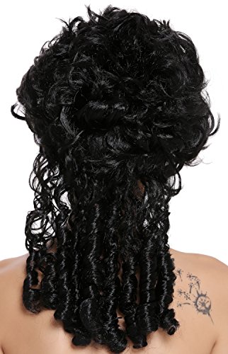 WIG ME UP- DH1009-ZA103 Peluca señoras Mujer Carnaval Barroco Renacimiento Romanticismo menina Princesa rizos Espiral bucles Negra