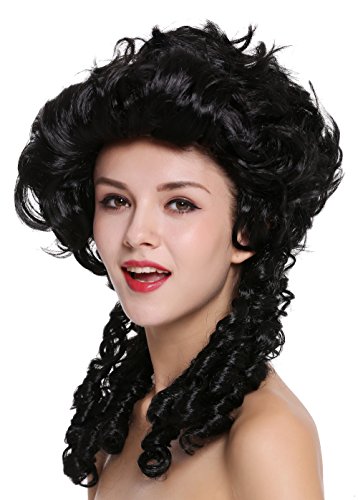 WIG ME UP- DH1009-ZA103 Peluca señoras Mujer Carnaval Barroco Renacimiento Romanticismo menina Princesa rizos Espiral bucles Negra