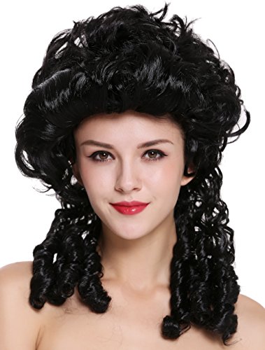 WIG ME UP- DH1009-ZA103 Peluca señoras Mujer Carnaval Barroco Renacimiento Romanticismo menina Princesa rizos Espiral bucles Negra