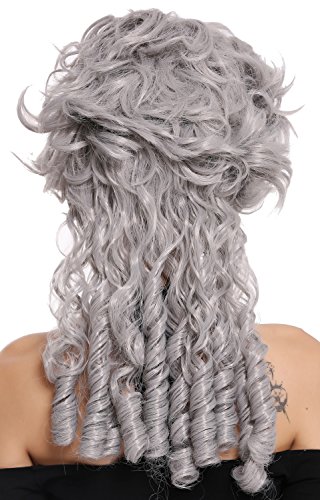 WIG ME UP- DH1009-ZA68E Peluca señoras Mujer Carnaval Barroco Renacimiento Romanticismo menina Princesa rizos Espiral bucles Gris