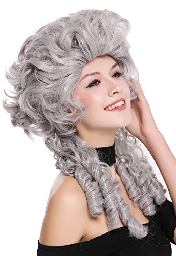 WIG ME UP- DH1009-ZA68E Peluca señoras Mujer Carnaval Barroco Renacimiento Romanticismo menina Princesa rizos Espiral bucles Gris