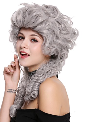 WIG ME UP- DH1009-ZA68E Peluca señoras Mujer Carnaval Barroco Renacimiento Romanticismo menina Princesa rizos Espiral bucles Gris