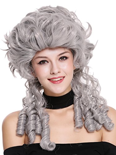 WIG ME UP- DH1009-ZA68E Peluca señoras Mujer Carnaval Barroco Renacimiento Romanticismo menina Princesa rizos Espiral bucles Gris