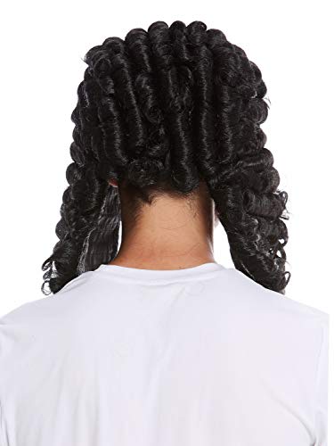 WIG ME UP- PW0171-P103 Peluca Hombres Halloween Caballero Hidalgo histórico Barroco Victoriano rizos tirabuzones Negro