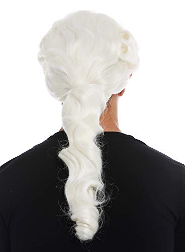 WIG ME UP- VK-31-1001 Peluca para hombres histórica Barroco Renacimiento trenza blanco señor noble caballero