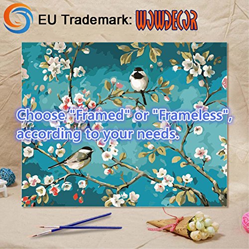 Wowdecor - Kit de pintura por números para niños adultos, manualidades, pintura con números – Monet Tea Tree Flores 40 x 50 cm – Nuevo lienzo estampado, Framed