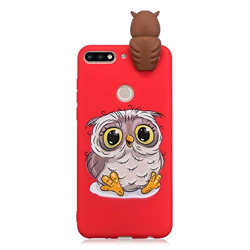 Wubao Funda Animal Adorable para Huawei Y7 (2018), diseño de Búho de Silicona TPU Suave y Flexible, a Prueba de Golpes, Funda con un Encantador diseño de Búho único para Huawei Y7 (2018)