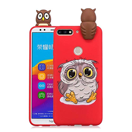 Wubao Funda Animal Adorable para Huawei Y7 (2018), diseño de Búho de Silicona TPU Suave y Flexible, a Prueba de Golpes, Funda con un Encantador diseño de Búho único para Huawei Y7 (2018)