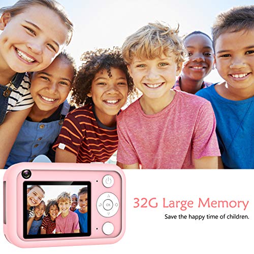 XDDIAS Cámara para Niños, Recargable Cámara Digitale Selfie con 32GB Tarjeta SD, Video Cámara Infantil con Pantalla de 2.4 Pulgadas para Niños y Niñas (Rosado)