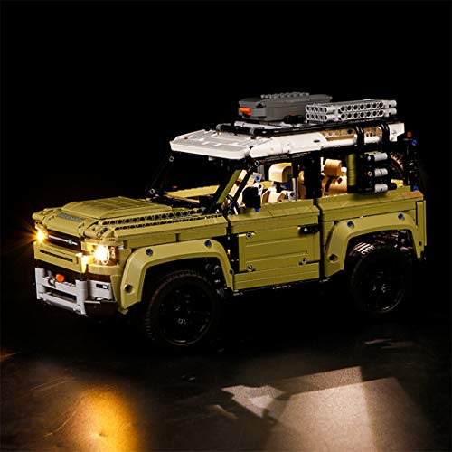 Yavso Kit de Luces para Lego Technic Land Rover Defender 42110, Kit de Iluminación Led Luz Compatible Lego 42110 Modelo, Juego de Legos no Incluido - Versión básica