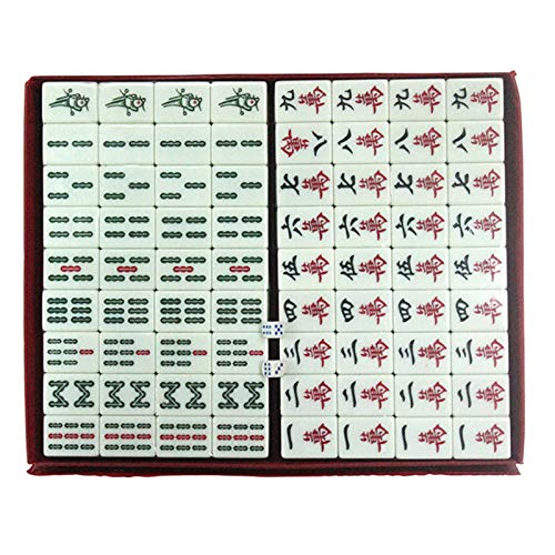 Ydq 144 Pcs Juego De Mahjong Chino con Caja Estructura Sólida Portátil Juego De Mah Jong De Fácil Lectura para Hogar Varias Reuniones