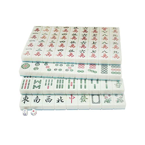 Ydq 144 Pcs Juego De Mahjong Chino con Caja Estructura Sólida Portátil Juego De Mah Jong De Fácil Lectura para Hogar Varias Reuniones