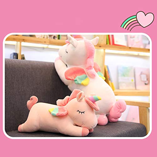 YeahiBaby Juguete Peluche de Unicornio Cojines de Peluche del Sofá y Cama Juguete Regalo de Cumpleaños para Niños Blanco y Rosa