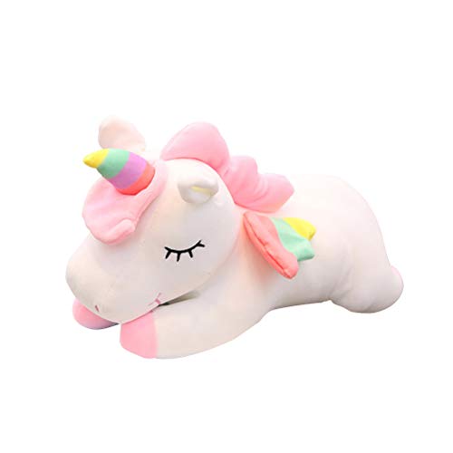 YeahiBaby Juguete Peluche de Unicornio Cojines de Peluche del Sofá y Cama Juguete Regalo de Cumpleaños para Niños Blanco y Rosa