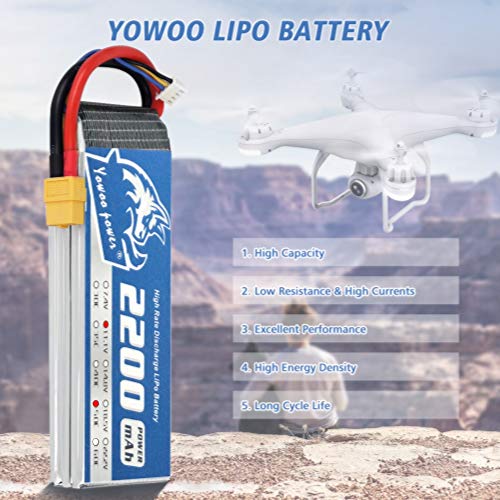 YOWOO 2 Piezas 11.1v 3S 2200mAh 50C Batería de lipo con Enchufe XT60 Batería RC para E-flite Valiant Parkzone E4F Wildcat Great Planes E-Cub RC Coche Barco Camión Heli Avión Helicóptero Quadcopter