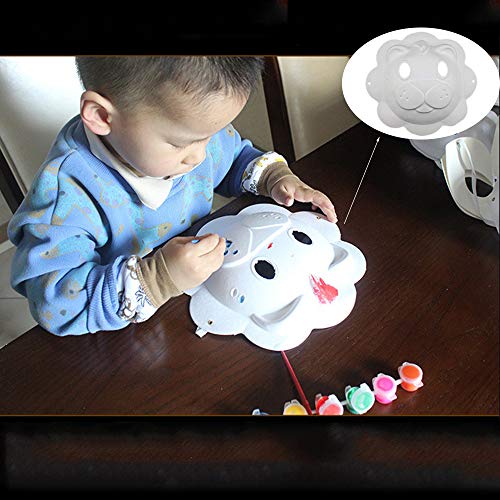 YSTJKA Pulpa De Animales Bricolaje Blanco Papel Careta para Animales Artesanía De Cumpleaños Infantiles Pulpa Careta De Halloween Navidad Manualidades para Niños Elefante Mono Ciervo León 4 Pcs