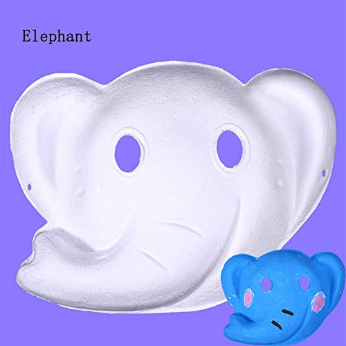 YSTJKA Pulpa De Animales Bricolaje Blanco Papel Careta para Animales Artesanía De Cumpleaños Infantiles Pulpa Careta De Halloween Navidad Manualidades para Niños Elefante Mono Ciervo León 4 Pcs