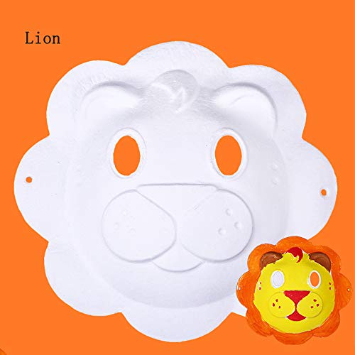 YSTJKA Pulpa De Animales Bricolaje Blanco Papel Careta para Animales Artesanía De Cumpleaños Infantiles Pulpa Careta De Halloween Navidad Manualidades para Niños Elefante Mono Ciervo León 4 Pcs