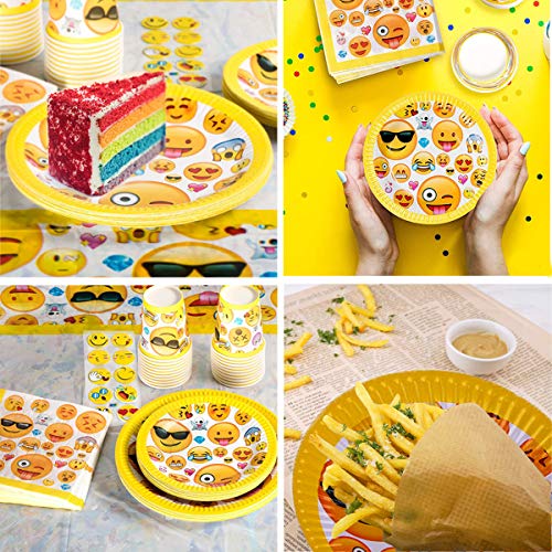 YuChiSX Emoji Emoticonos para Cumpleaños Vajilla Emoji Kit de Mesa Party Fiesta de Infantiles Cumpleaños Accesorios de Fiesta para Celebración – Articulo de Menaje para Eventos, Platos, Mantel