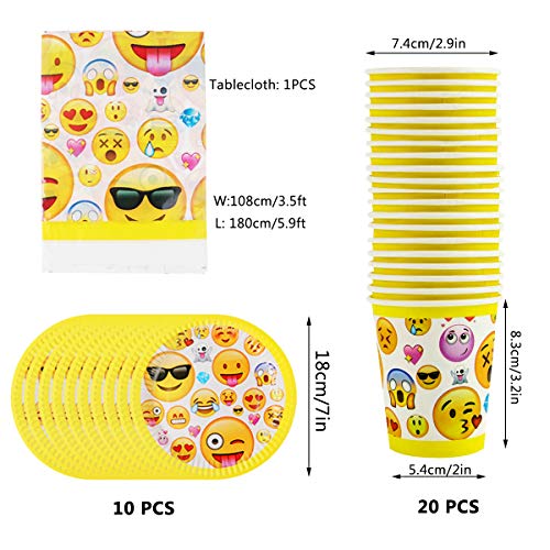 YuChiSX Emoji Emoticonos para Cumpleaños Vajilla Emoji Kit de Mesa Party Fiesta de Infantiles Cumpleaños Accesorios de Fiesta para Celebración – Articulo de Menaje para Eventos, Platos, Mantel