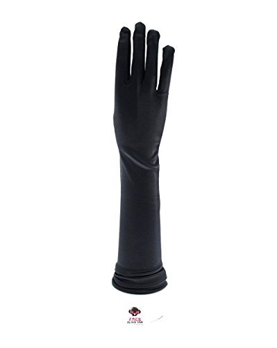 Zac's Alter Ego - Guantes largos satinados para disfraz negro negro Approx. 48cm