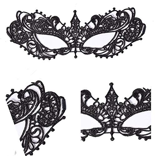 ZARRS Máscara de Encaje,9 Pack Masquerade Veneciano Máscaras Niñas Mujeres para Carnaval Fiesta de Baile Negro