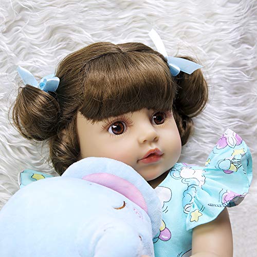 Zero Pam 55CM muñeca Reborn niña Pelo Rizado muñecas de Silicona de Cuerpo Completo Reborn Toddler muñeca Realista simulación con Juguetes de Elefante