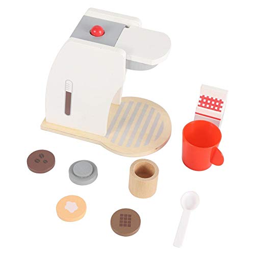 Zerodis Kitchen Play House Toy, Juguete de Madera para niños Juego de imaginación Kitchen Pancake Machine Cafetera con Accesorios(Maquina de Cafe)