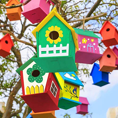 Zhihongfeng Arts and Crafts Bird House para niños de 4 a 8 años, Bricolaje Propia casa de pájaros de Madera para niños, Construir y Pintar pajareras, Juguetes educativos para niños y niñas