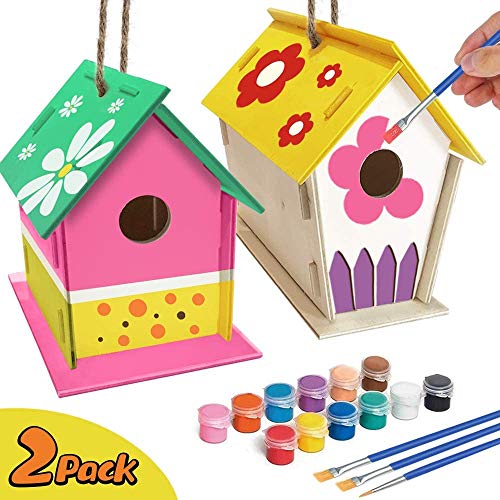 Zhihongfeng Arts and Crafts Bird House para niños de 4 a 8 años, Bricolaje Propia casa de pájaros de Madera para niños, Construir y Pintar pajareras, Juguetes educativos para niños y niñas