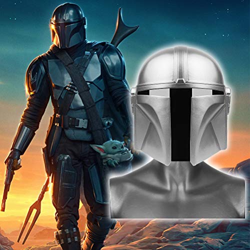 ZIXIXI Máscara de cosplay de peso ligero y suave PVC casco, réplica mandaloriana, máscara de látex de cara completa, para Halloween, fiesta de escala, juego de rol coleccionable