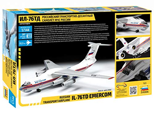 Zvezda 7029 500787029-1:144 Ilyushin IL-76TD EMERCOM - Maqueta de construcción (Escala 1:144, sin lacar)