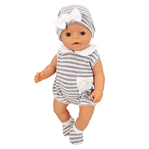 ZWOOS Ropa de Muñecas para New Born Baby Doll, Lindo Atuendo con Sombrero y Calcetines para 18 " Muñecas (40-45 cm)